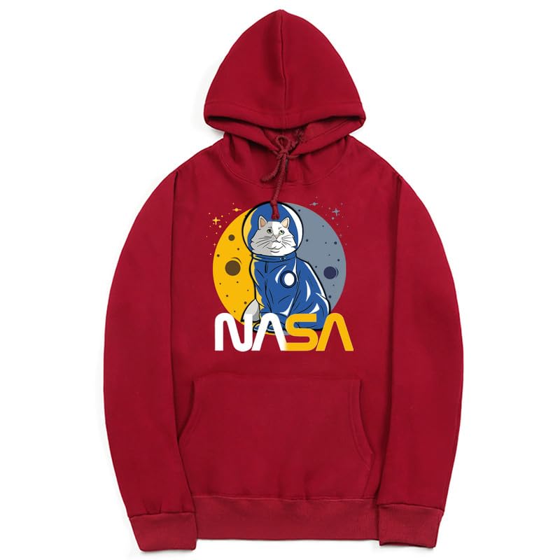 CORIRESHA Teen's Astronaut NASA Hoodie Casual Long Sleeve Drawstring Cat Sweatshirt