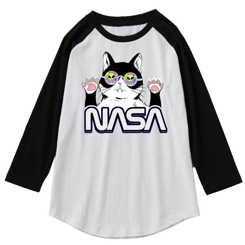 CORIRESHA Cat Lover Cute Top Raglan Sleeves Casual Color Block Unisex NASA T-Shirt