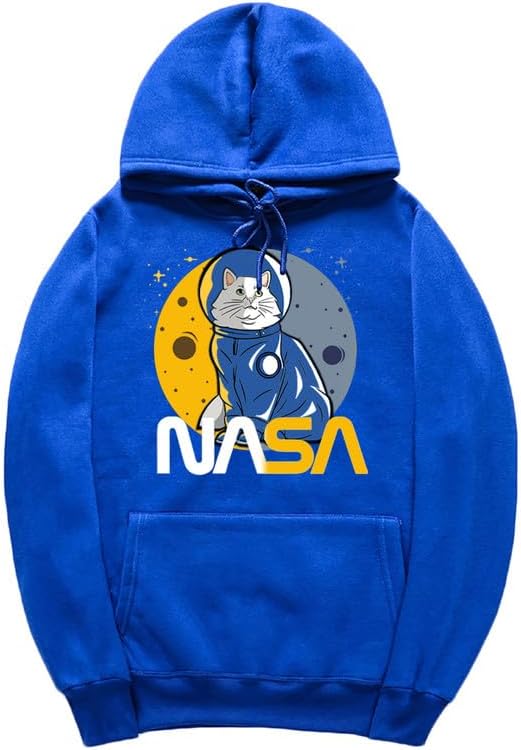 CORIRESHA Teen's Astronaut NASA Hoodie Casual Long Sleeve Drawstring Cat Sweatshirt