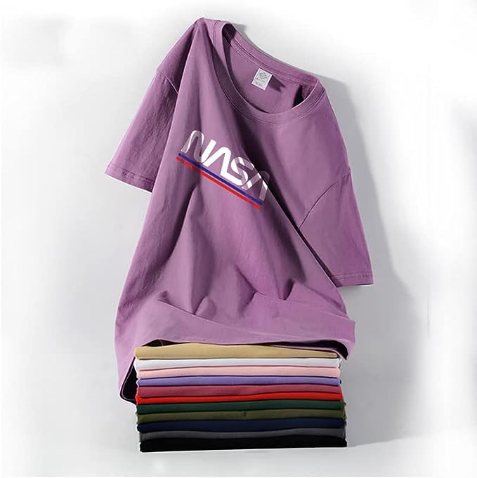 CORIRESHA Camiseta básica de algodón de manga corta con cuello redondo y estampado de letras de la NASA para adolescentes