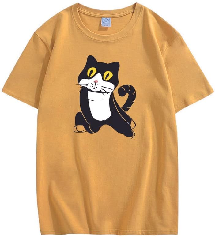 CORIRESHA Camiseta de gato lindo casual cuello redondo manga corta verano básico algodón tops
