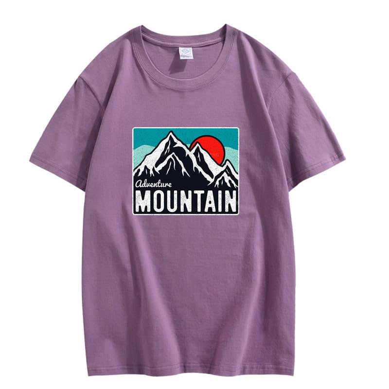 CORIRESHA Women's Vintage Mountain Graphic Crewneck Short Sleeve Loose Basic Sun T-Shirt