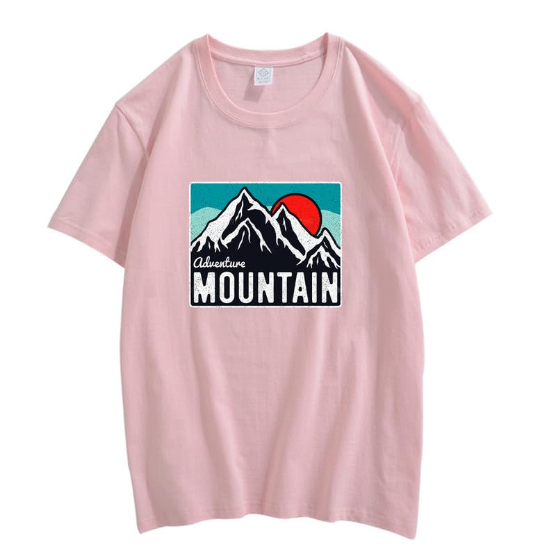 CORIRESHA Women's Vintage Mountain Graphic Crewneck Short Sleeve Loose Basic Sun T-Shirt