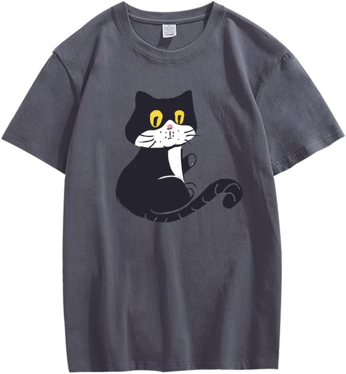 CORIRESHA Adolescente Gato Camiseta Cuello Redondo Manga Corta Suelta Suave Acogedor Lindo Tops