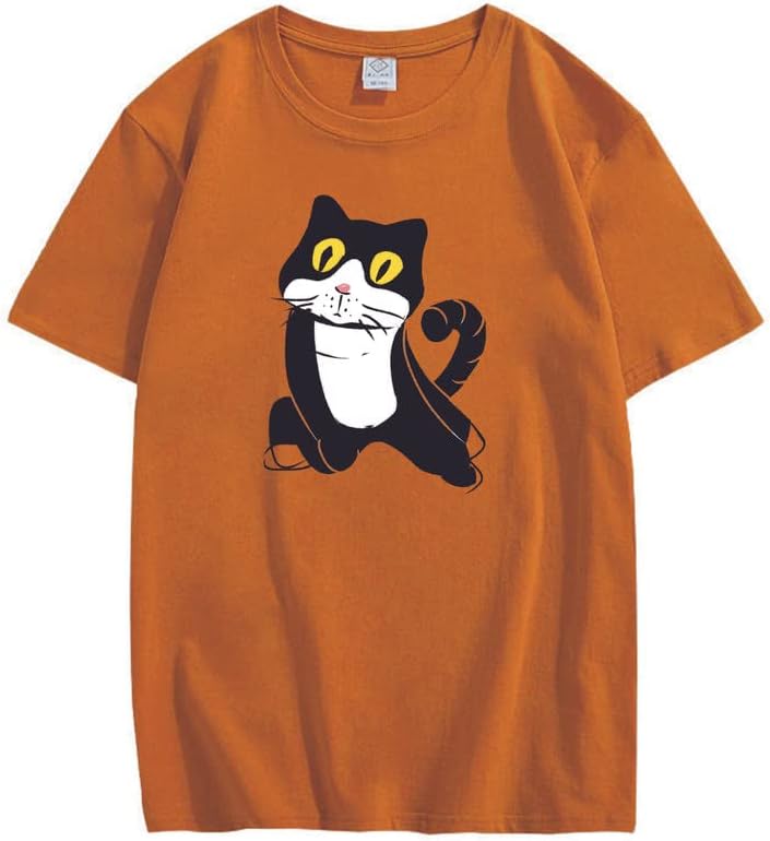 CORIRESHA Camiseta de gato lindo casual cuello redondo manga corta verano básico algodón tops