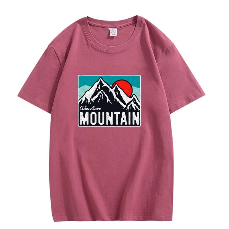 CORIRESHA Women's Vintage Mountain Graphic Crewneck Short Sleeve Loose Basic Sun T-Shirt