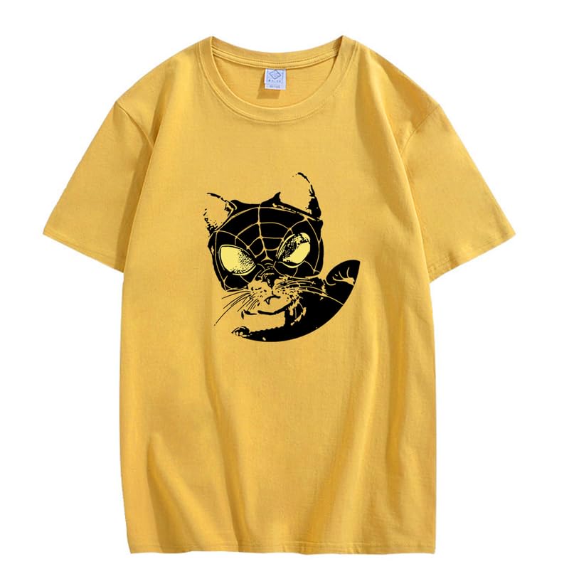 CORIRESHA Teen Cat Lovers Spider Web T-Shirt Crewneck Short Sleeves Casual Y2k Top