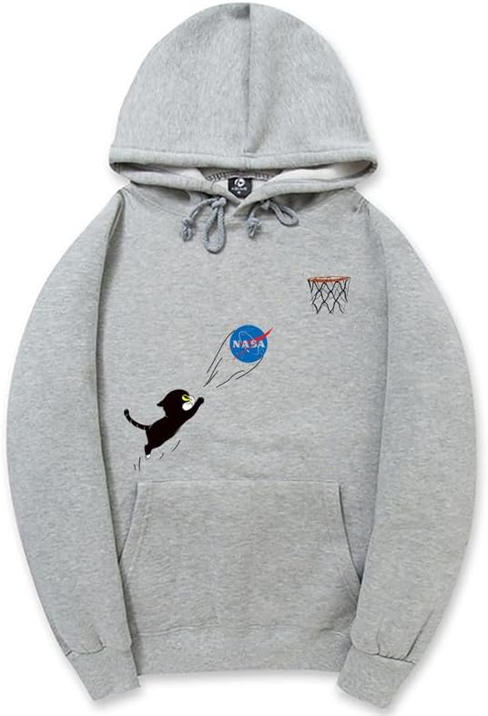 CORIRESHA Adolescente Lindo Gato Sudadera con capucha Manga Larga Cordón Algodón Casual NASA Sudadera