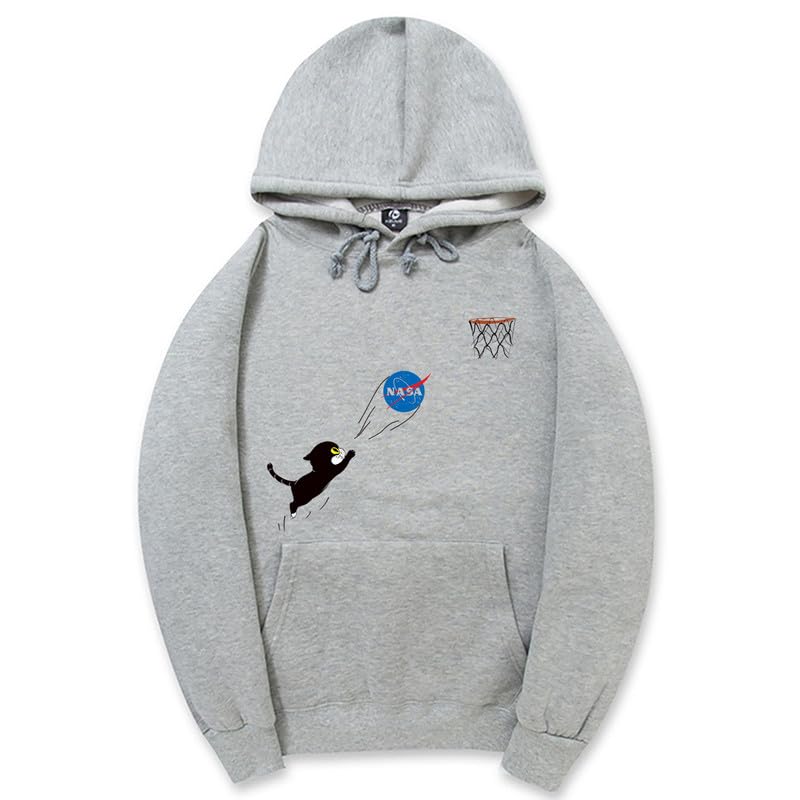 CORIRESHA Adolescente Lindo Gato Sudadera con capucha Manga Larga Cordón Algodón Casual NASA Sudadera