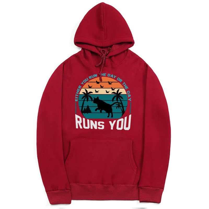 CORIRESHA - Sudadera con capucha para mujer, estilo vintage, de gato, gaviota, de manga larga, con cordón, informal, de algodón