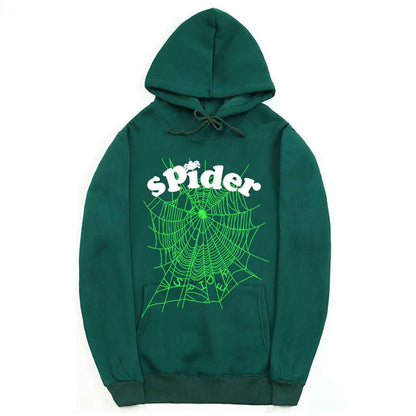 CORIRESHA Fashion Spider Web Hoodie Long Sleeve Drawstring Unisex Cotton Sweatshirt with Pockets