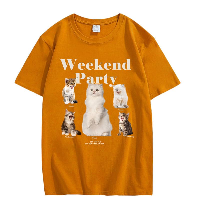 CORIRESHA Camiseta informal de manga corta con cuello redondo y estampado de gato lindo para adolescentes