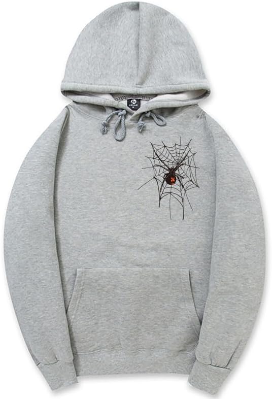 CORIRESHA Sudadera unisex con capucha de telaraña de Halloween, manga larga, con cordón, casual, estética Y2K