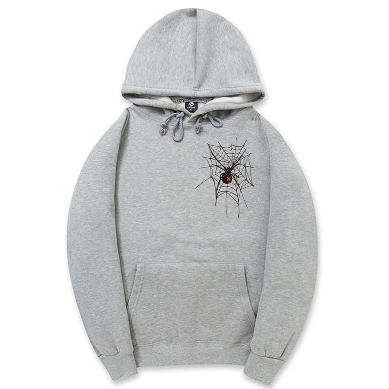 CORIRESHA Sudadera unisex con capucha de telaraña de Halloween, manga larga, con cordón, casual, estética Y2K