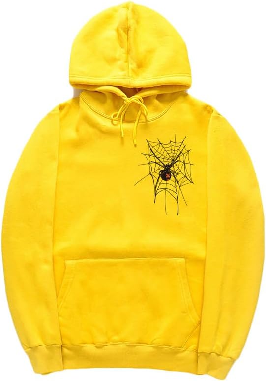CORIRESHA Sudadera unisex con capucha de telaraña de Halloween, manga larga, con cordón, casual, estética Y2K