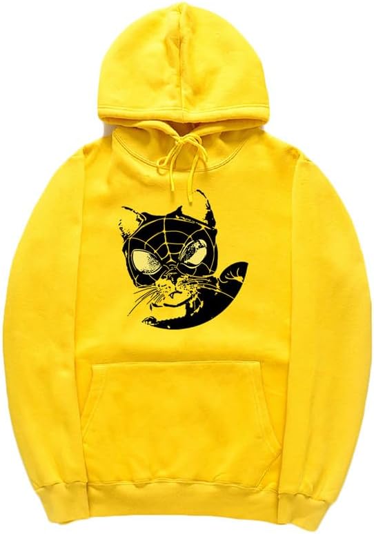 CORIRESHA Sudadera con capucha para amantes de los gatos adolescentes, manga larga, con cordón, informal, Y2K, telaraña