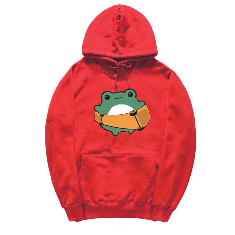 CORIRESHA Women's Cute Frog Hoodie Skateboard Soft Cozy Cotton Drawstring Sweatshirt