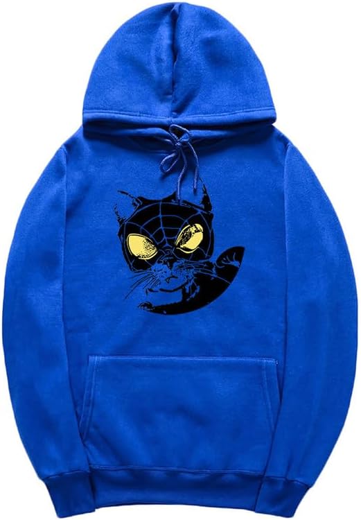 CORIRESHA Sudadera con capucha para amantes de los gatos adolescentes, manga larga, con cordón, informal, Y2K, telaraña