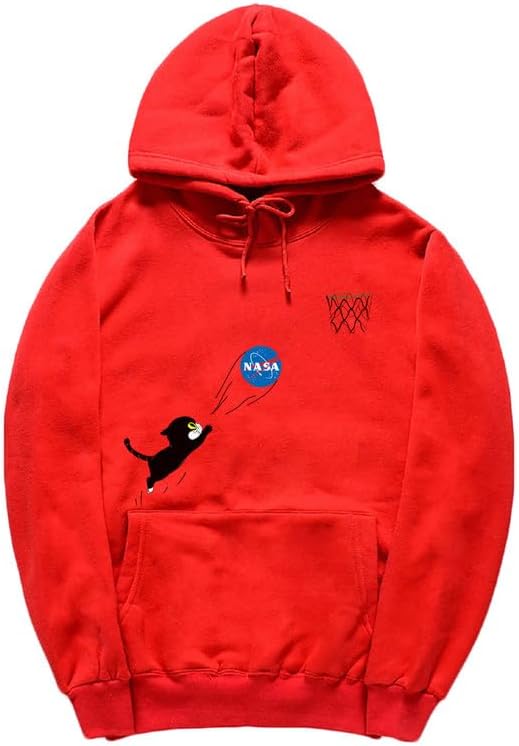 CORIRESHA Adolescente Lindo Gato Sudadera con capucha Manga Larga Cordón Algodón Casual NASA Sudadera