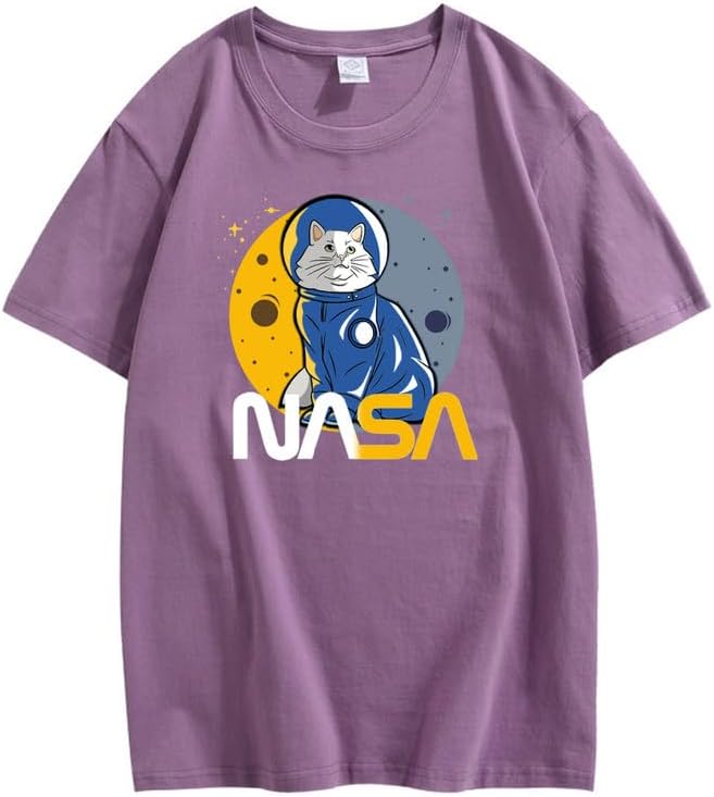 CORIRESHA Camiseta básica informal de manga corta con cuello redondo de la NASA para adolescentes