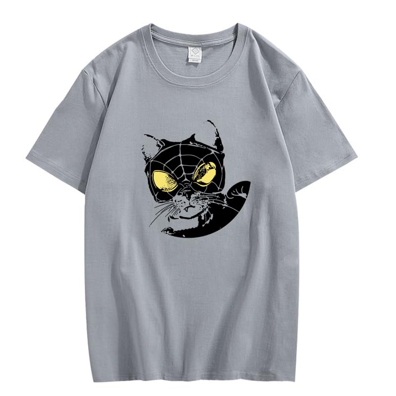 CORIRESHA Teen Cat Lovers Spider Web T-Shirt Crewneck Short Sleeves Casual Y2k Top