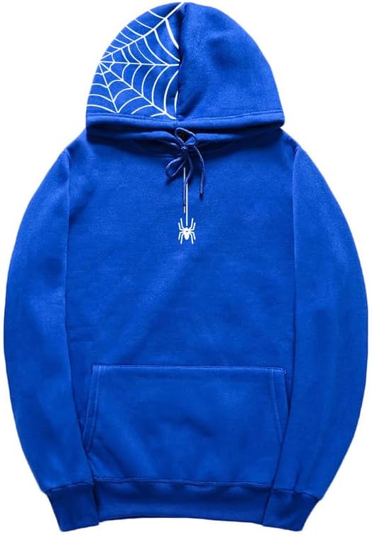 CORIRESHA Halloween Spider Web Hoodie Casual Drawstring Long Sleeve Y2K Aesthetic Teen Sweatshirt