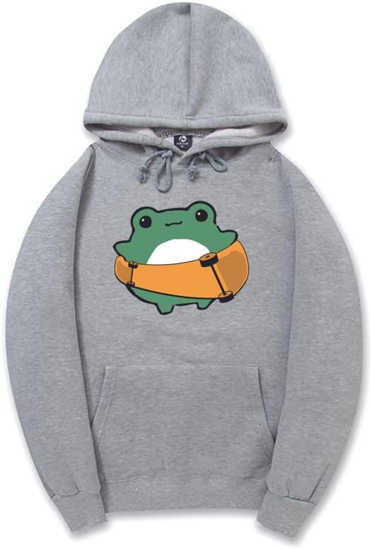 CORIRESHA Women's Cute Frog Hoodie Skateboard Soft Cozy Cotton Drawstring Sweatshirt