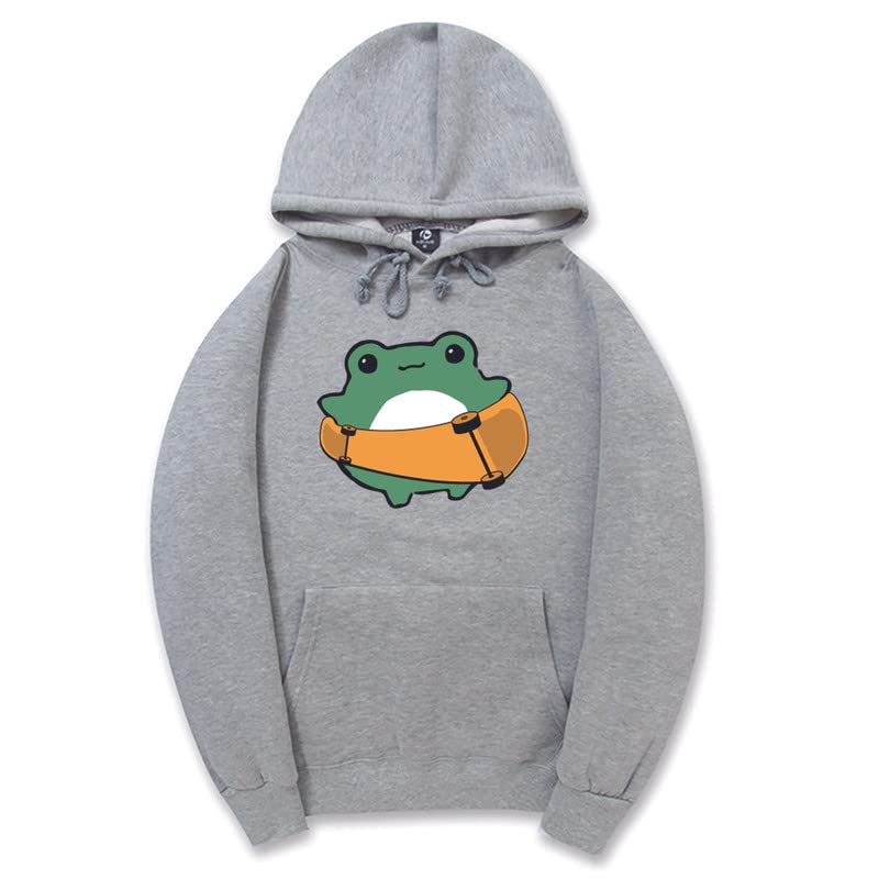 CORIRESHA Women's Cute Frog Hoodie Skateboard Soft Cozy Cotton Drawstring Sweatshirt