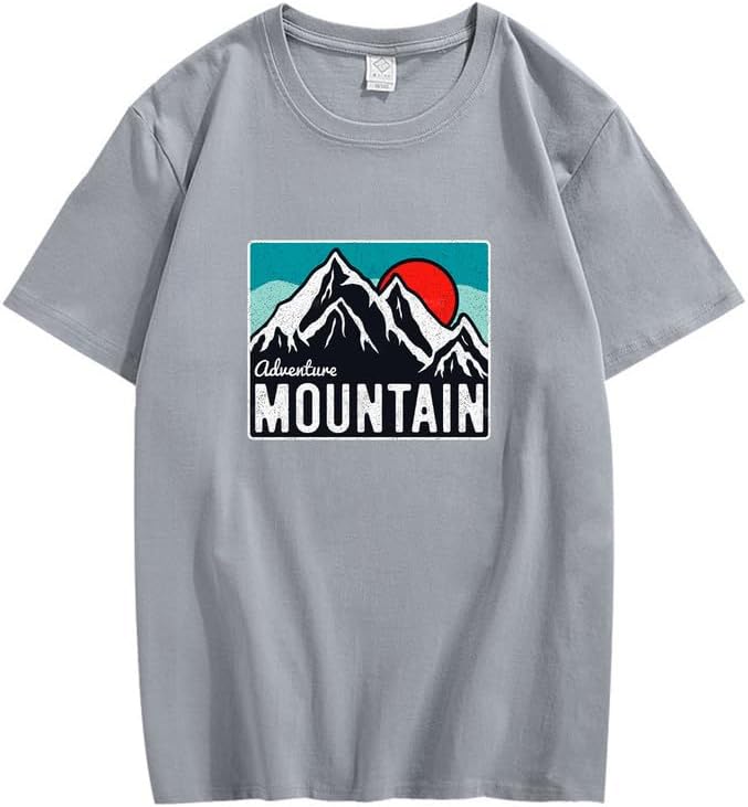 CORIRESHA Women's Vintage Mountain Graphic Crewneck Short Sleeve Loose Basic Sun T-Shirt