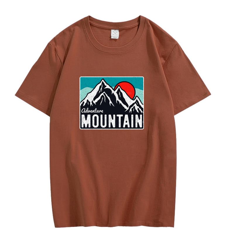 CORIRESHA Women's Vintage Mountain Graphic Crewneck Short Sleeve Loose Basic Sun T-Shirt