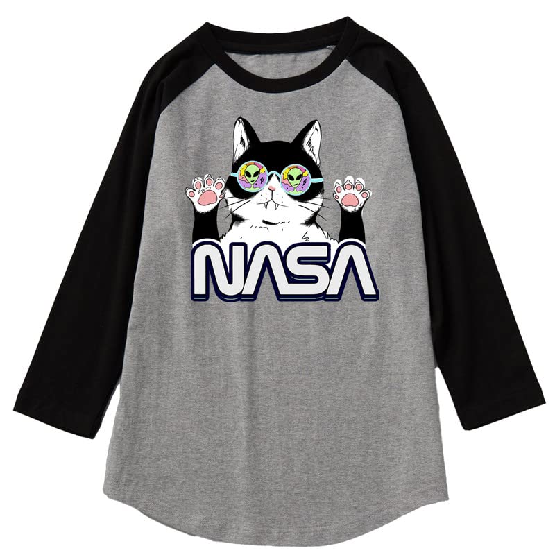 CORIRESHA Cat Lover Cute Top Raglan Sleeves Casual Color Block Unisex NASA T-Shirt