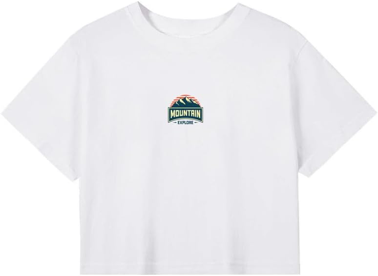 CORIRESHA Camiseta retro de montaña con cuello redondo de verano de manga corta para mujer