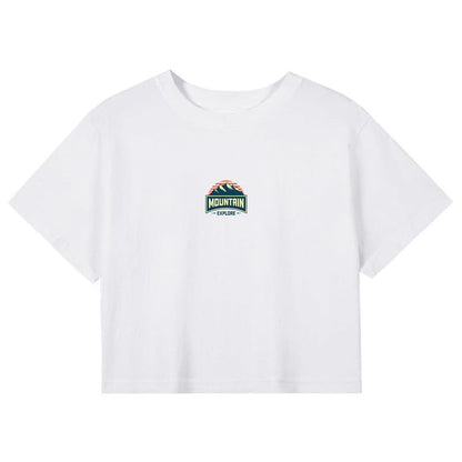 CORIRESHA Camiseta retro de montaña con cuello redondo de verano de manga corta para mujer