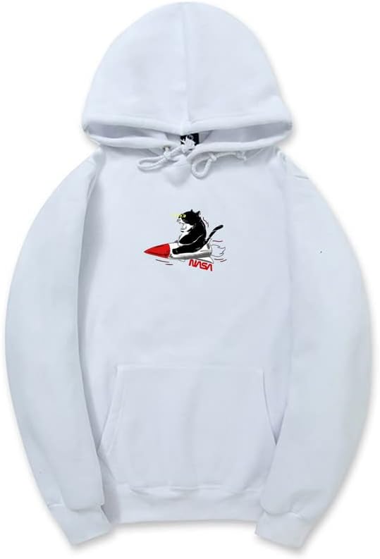 CORIRESHA Sudadera unisex con capucha para gato, manga larga, con cordón, cohete de la NASA