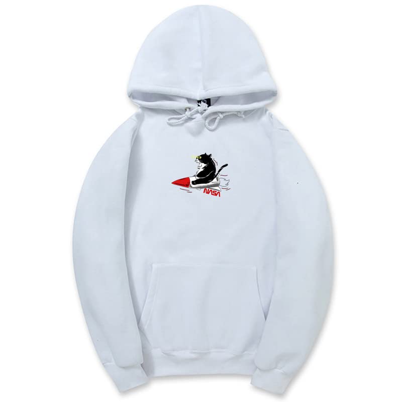 CORIRESHA Sudadera unisex con capucha para gato, manga larga, con cordón, cohete de la NASA
