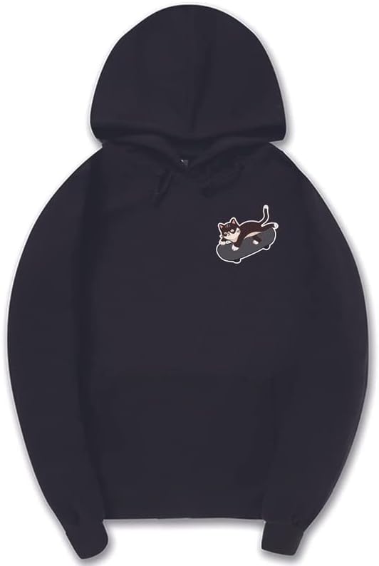 CORIRESHA Adolescentes Linda Sudadera con Capucha Monopatín Gato Casual Manga Larga Básica Sólida Sudadera