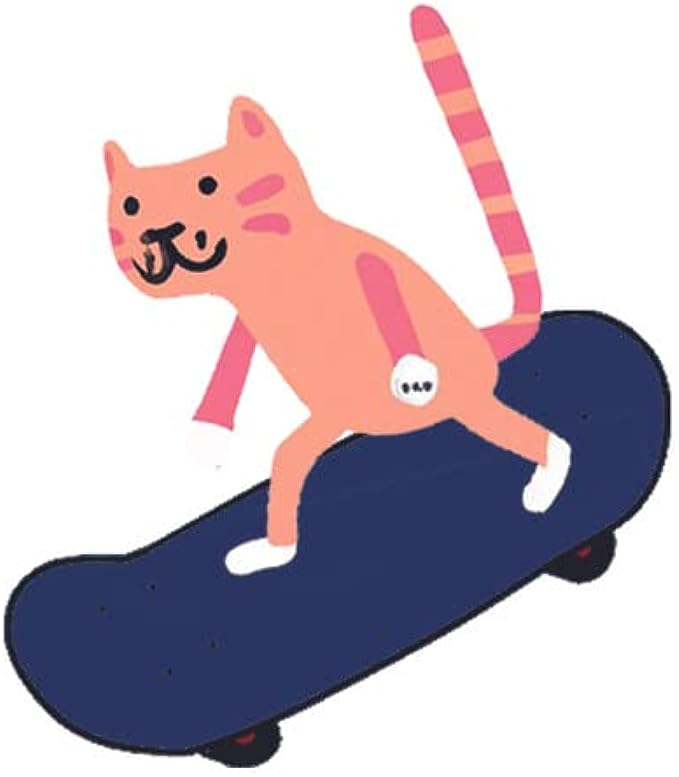 CORIRESHA Adolescentes Divertido Skateboarding Gato Patrón Casual Manga Larga Básica Sudadera con capucha