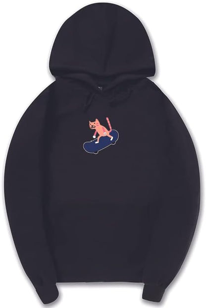 CORIRESHA Sudadera con capucha de algodón suave con diseño de gato de dibujos animados para adolescentes