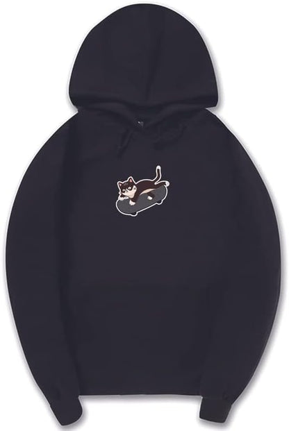 CORIRESHA Adolescente Kawaii Sudadera con capucha Skateboard Cat Casual Sudadera de algodón de manga larga