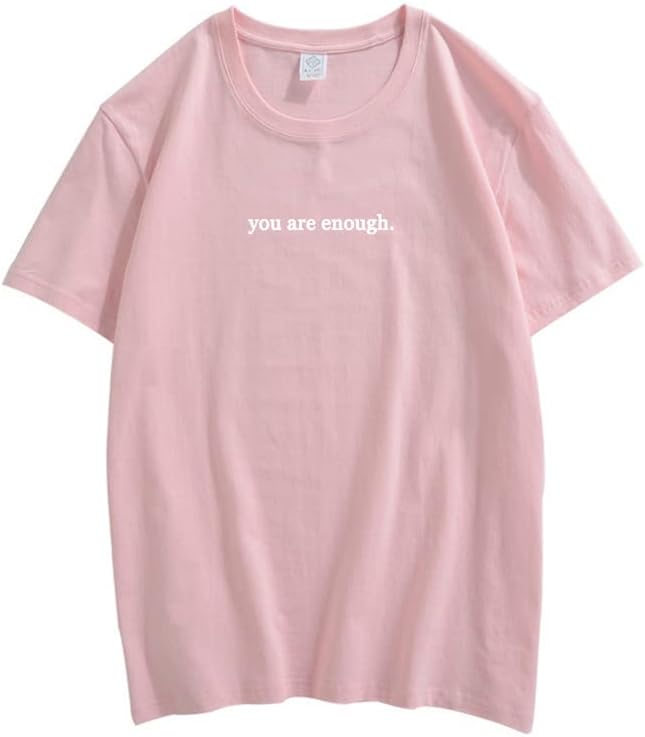 CORIRESHA You are Enough Camisetas Casual Cuello Redondo Manga Corta Adolescente Letras Tops