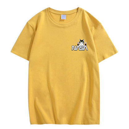 CORIRESHA Unisex NASA T-Shirt Casual Summer Crewneck Short Sleeve Cute Cat Top