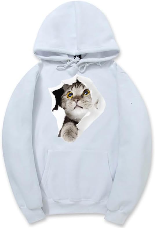 CORIRESHA Sudadera con capucha para amantes de los gatos, informal, de manga larga, con cordón, para adolescente, con bolsillo canguro