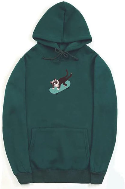 CORIRESHA Sudadera unisex divertida con diseño de gato y monopatín, de manga larga, suave y acogedora, a la moda