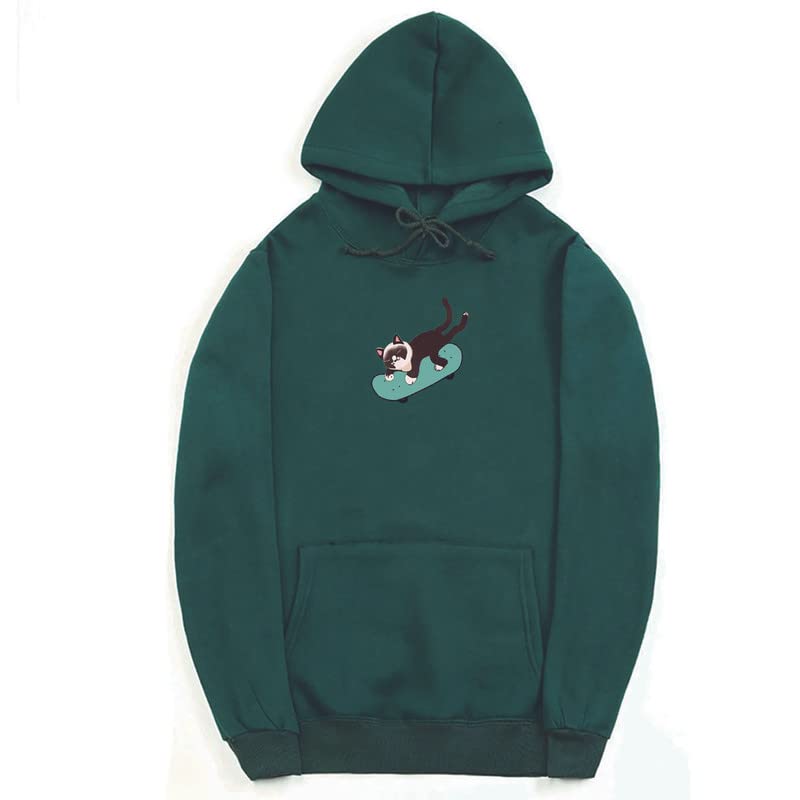 CORIRESHA Sudadera unisex divertida con diseño de gato y monopatín, de manga larga, suave y acogedora, a la moda