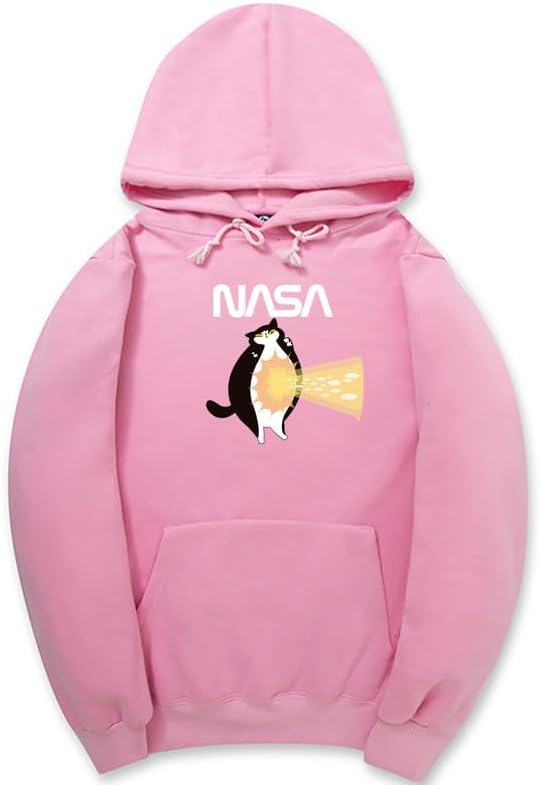 CORIRESHA Teen Cat Lover Hoodie Long Sleeve Drawstring Kangaroo Pocket NASA Sweatshirt