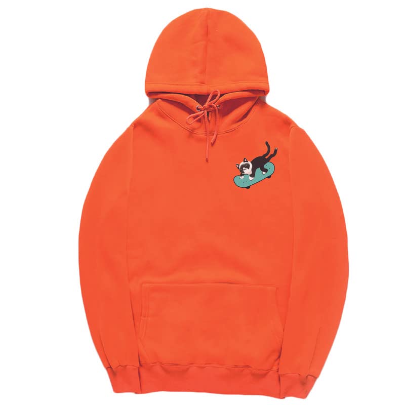 CORIRESHA Sudadera con capucha de manga larga con cordón y diseño de gato monopatín para jóvenes