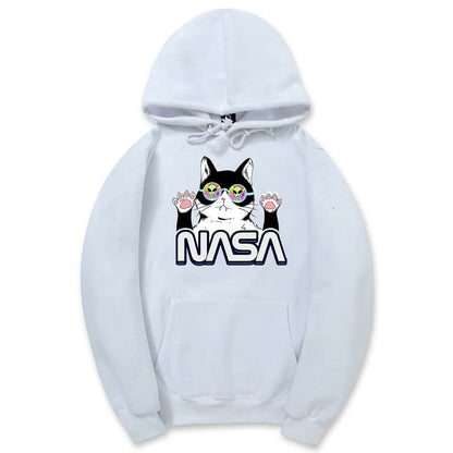 CORIRESHA Cat Lover Linda sudadera con capucha informal de manga larga con cordón y acogedora sudadera de la NASA para adolescentes