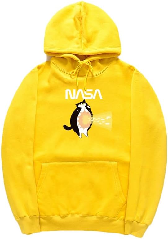 CORIRESHA Teen Cat Lover Hoodie Long Sleeve Drawstring Kangaroo Pocket NASA Sweatshirt