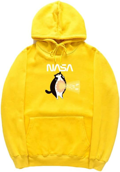 CORIRESHA Teen Cat Lover Hoodie Long Sleeve Drawstring Kangaroo Pocket NASA Sweatshirt