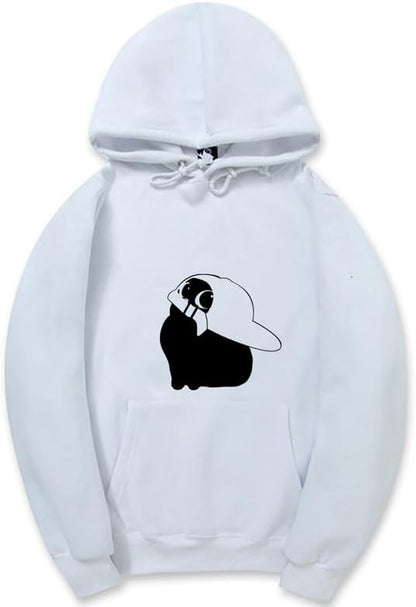 CORIRESHA Funny Wear Hat Cat Hoodie Drawstring Kangaroo Pocket Cotton Sweatshirt